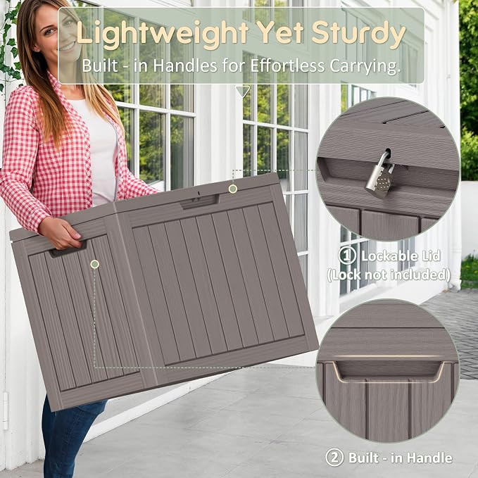 40 Gallon Outdoor Storage Deck Box Waterproof, Garden Tool, Backyard Cushion - Image 2