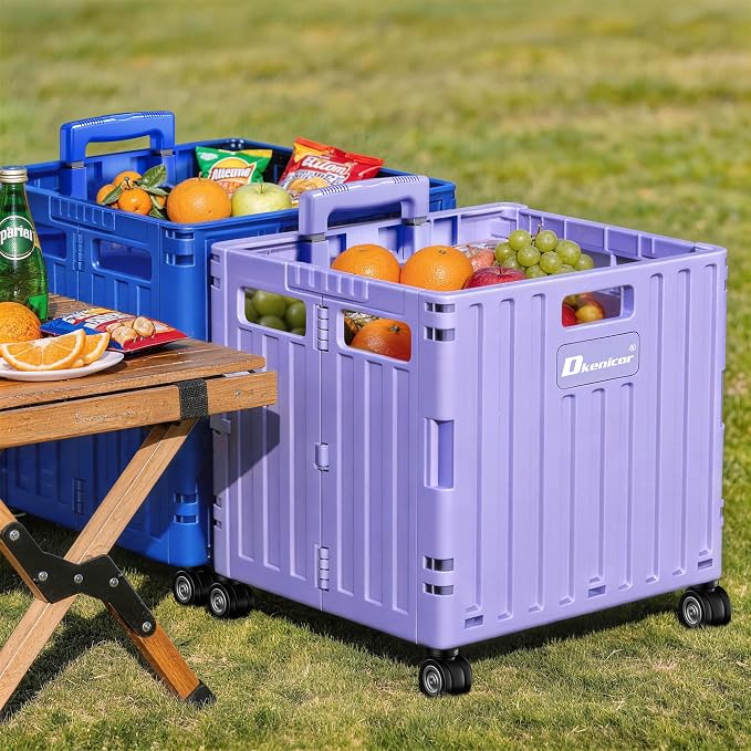 Folding Utility Cart, Portable Rolling Crate Handcart Collapsible Shopping - Image 7
