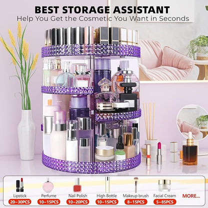 360 Degree Rotating Makeup Organizer, Extra Large Capacity Cosmetics Organizer - Image 3