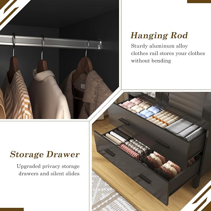 jiteentarou 2 Door Armoire Wardrobe Closet Cabinet - Image 8