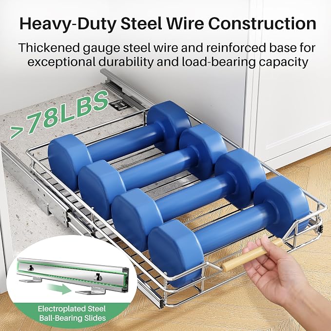 Pull out Cabinet Organizer, Heavy Duty Smooth Sliding Under Cabinet Shelves - Image 5