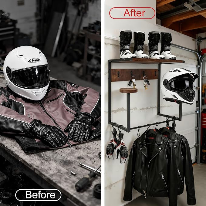 Motorcycle Helmet Wall Mount Rack, Heavy-Duty Helmet Holder - Image 4