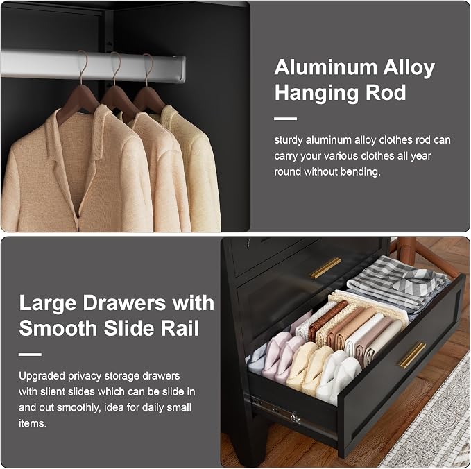 71" Tall Metal Wardrobe Cabinet - Image 5