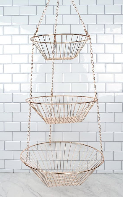 RSVP International Hanging Storage Collection 3-Tier Baskets, Copper Wire - Image 5