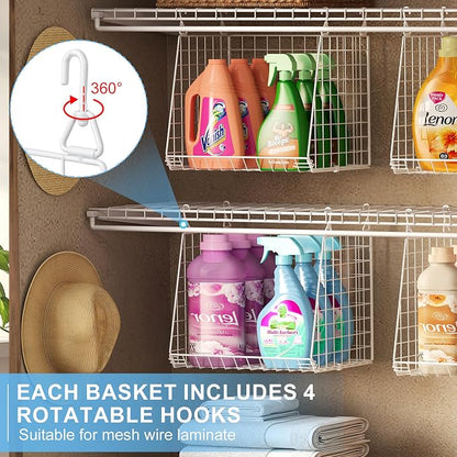 3-Pack Extra-Tall 13.6'' Hanging Laundry Basket Organizer, Foldable Wire Shelf - Image 3