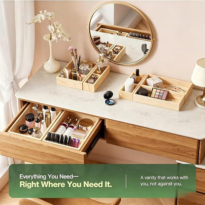 9-Pack Solid Wood Junk Drawer Organizer, Modular Desk Drawer Tray & Accessories - Image 7