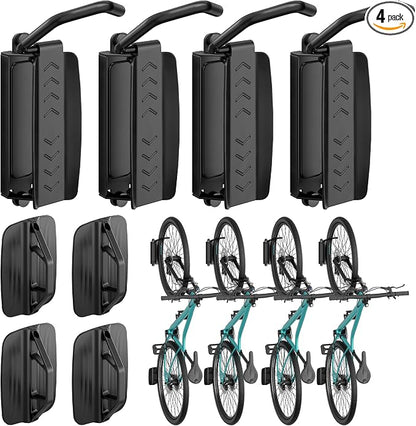 4 Pack Bike Rack Garage, Bike Wall Mount Heavy Duty, Holds 77 Lbs, Swivel Bike by Pegzone