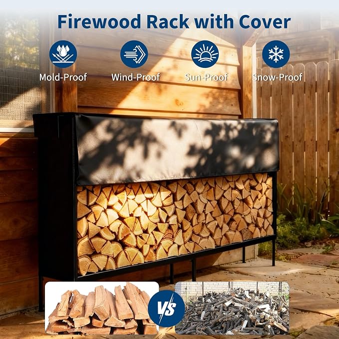 DUMOS 8FT Heavy Duty Firewood Storage Rack, Heavy Duty Firewood Log Racks - Image 7