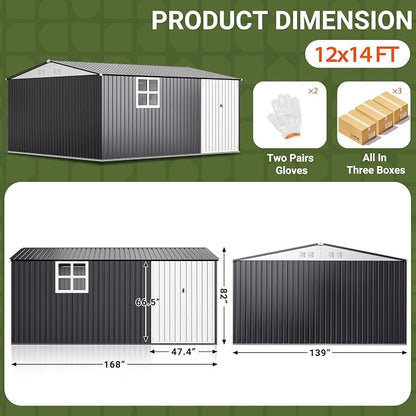 Polar Aurora 12X14 FT Metal Outdoor Storage Sheds - Image 2