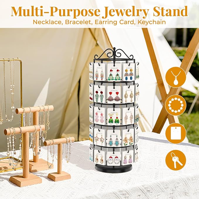 EsLuker.ly Earring Holder Organizer Rotating Display Tree Stand, Adjustable - Image 7