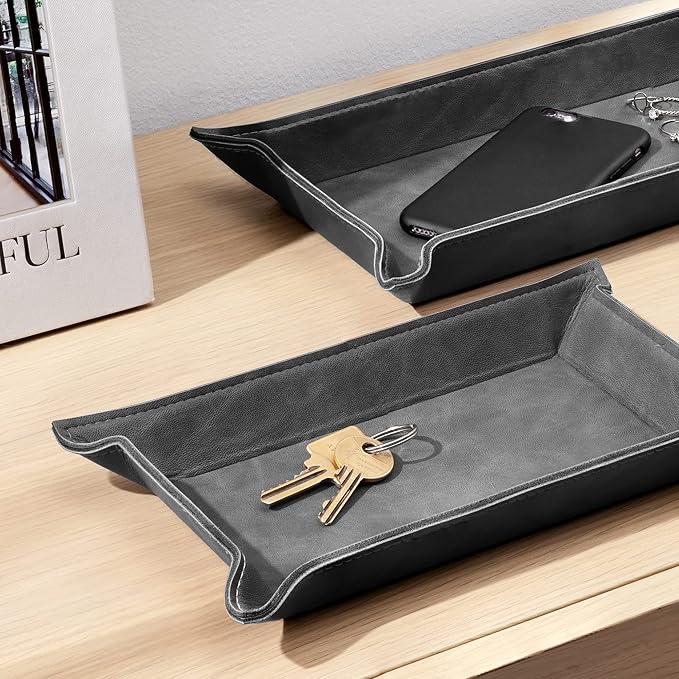 Navaris Faux Leather Valet Tray Set of 2 - Image 4