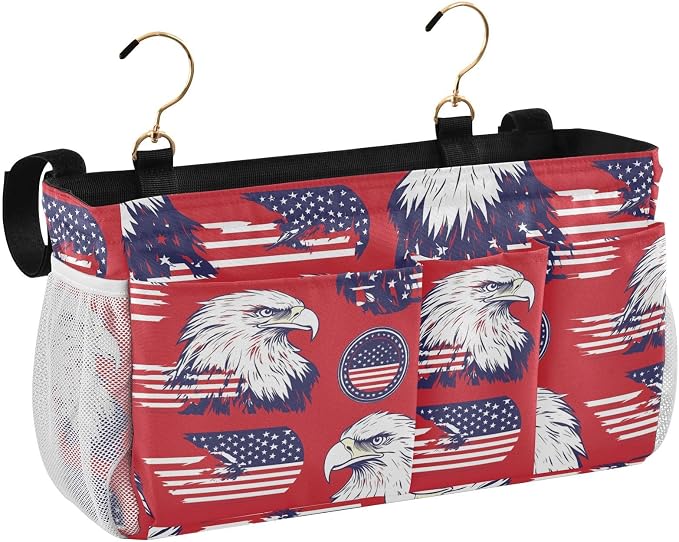American Flag Bald Eagle Red Bedside Caddy - Image 2