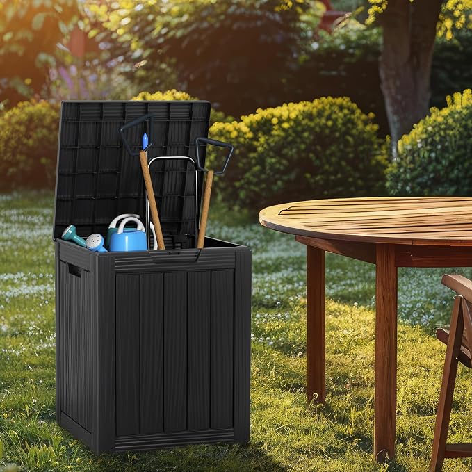 28 Gallon Resin Deck Box, Lockable Patio Outdoor Storage Box - Image 3
