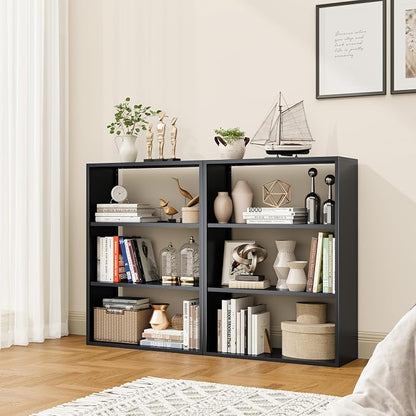 3 Tier Black Metal Bookshelf, Small Open Bookcases - Image 3