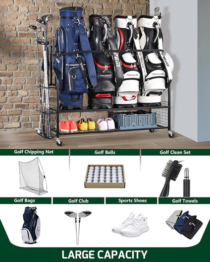 Mythinglogic Golf Bag Storage Organizer, Extra Large Golf Storage Stand - Image 2