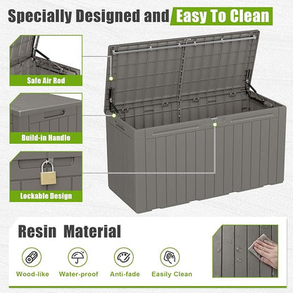 Flamaker Resin Deck Box 100 Gallon Large Outdoor Storage Box Waterproof | - Image 4