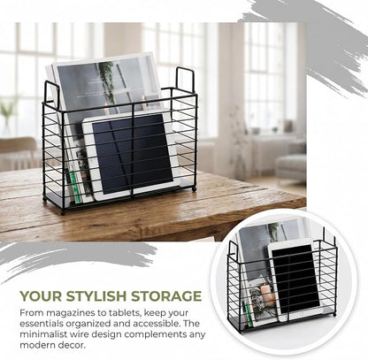 Noamus Metal Magazine Rack, Newspaper Book Tablet Storage Basket, File Holder - Image 6