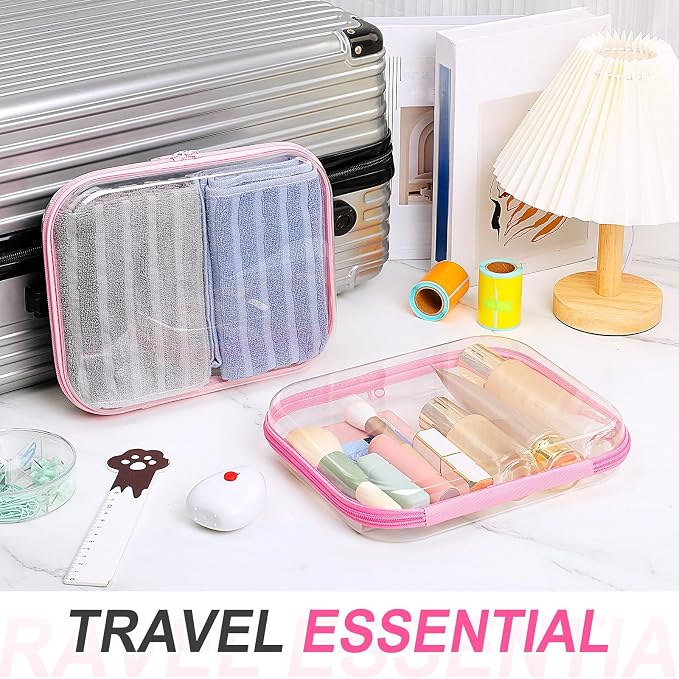 Hoolerry 4 Pcs Hard Clear Zipper Case Makeup Bags Plastic Pencil Pouch - Image 7
