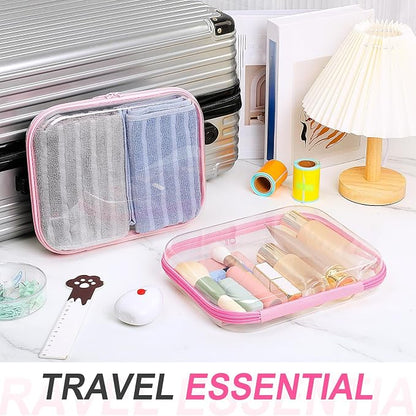 Hoolerry 4 Pcs Hard Clear Zipper Case Makeup Bags Plastic Pencil Pouch - Image 7