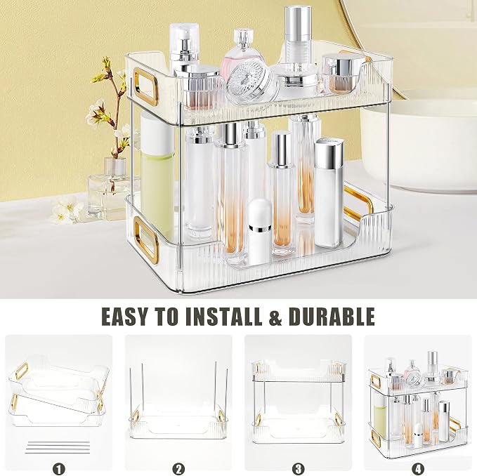 2-Tier Bathroom Counter Organizer Countertop Storage, Dresser Organizer Vanity - Image 4