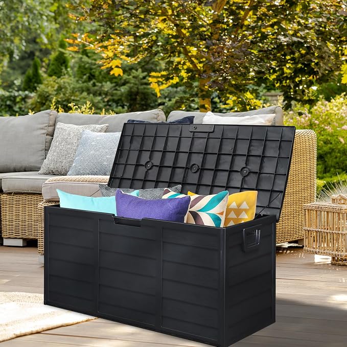 Deck Box, 75 Gallon Waterproof Resin Outdoor Storage Box - Image 6