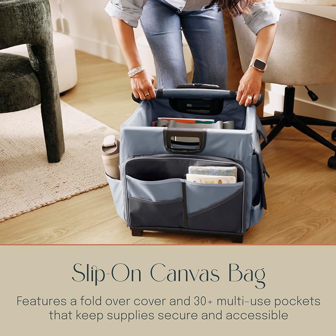 Mobile Utility Cart with Storage Organizer Bag, Rolling Cart - Image 4