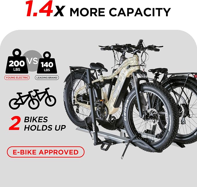 Aluminum Hitch Mounted Bike Carrier 200 LBS Capacity - Image 2