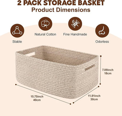 OIAHOMY Storage Basket for Shelves, Closet Cube Storage Bins Baskets for - Image 2