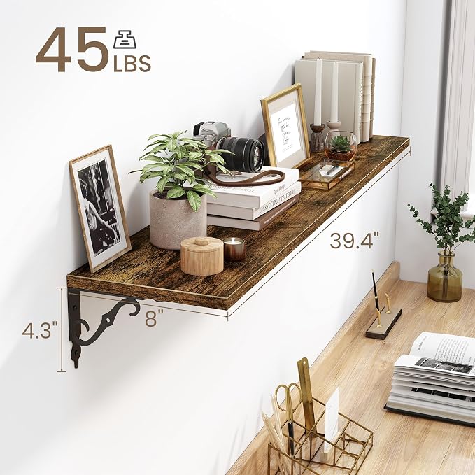 Fun Memories 40 Inch Floating Shelves Wall Mounted, 8 Inch Deep Wall Shelves - Image 3
