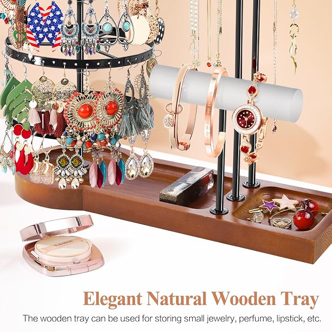 KALYLOC Jewelry Earring Holder Organizer, Adjustable 5 Tiers Rotating Earring - Image 6