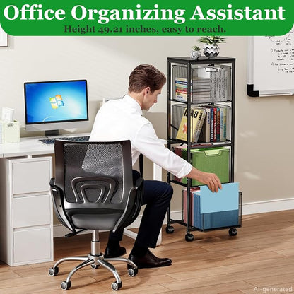 Sbanmao 4 Drawers File Cabinet, Vertical Filing Cabinets, Rolling File Cart - Image 4