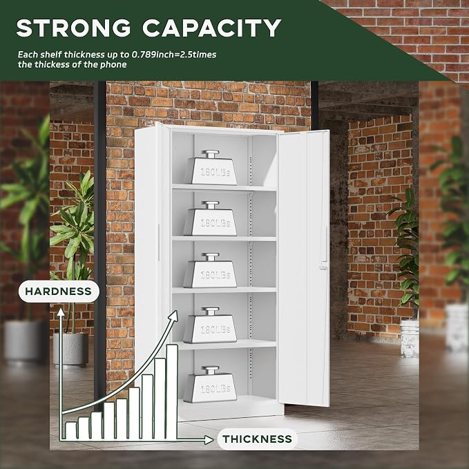 Greenvelly White Metal Storage Cabinet - Image 7