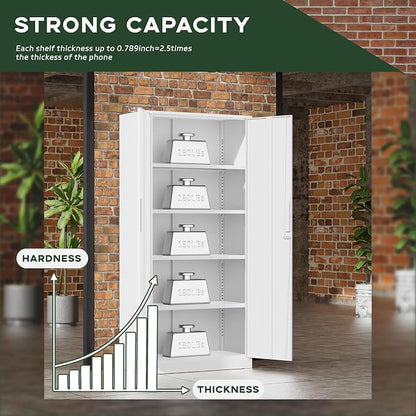 Greenvelly White Metal Storage Cabinet - Image 7