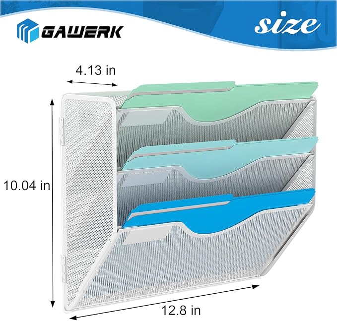 3 Tier Hanging Wall File Organizer, Mesh Mail Paper Orgnization Hanging File - Image 2