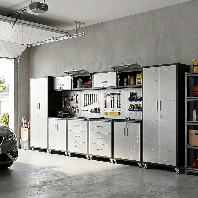 10-Piece Heavy Duty Steel Garage Cabinet System | All-in-One Modular Garage by VIYET