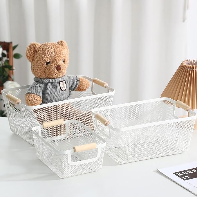 AJIODA Metal Mesh Steel Basket, Large Wire Storage Organizer Basket - Image 7