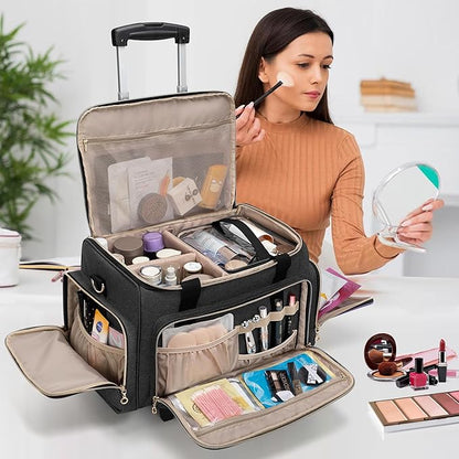 LUXJA Rolling Makeup Case with 3 Removable Pouches and 1 Makeup Brush Bag - Image 8