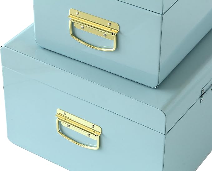 Vixdonos Metal Trunk Decorative Storage Box Set of 2 College Dorm Chest - Image 3