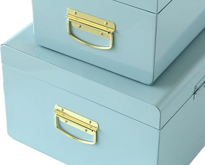 Vixdonos Metal Trunk Decorative Storage Box Set of 2 College Dorm Chest - Image 3