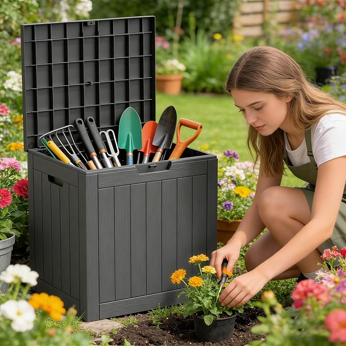 35 Gallon Resin Deck Box All Weather Outdoor Storage Box - Image 2