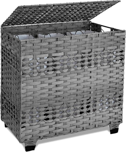 OIAHOMY Laundry Hamper with Lid, 140L Clothes Hamper with 3 Removable Liner Bags by MasterofSpaceOptimization
