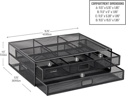 Mind Reader Monitor Stand, Ventilated Laptop Riser, Storage Drawer, Metal Mesh - Image 3