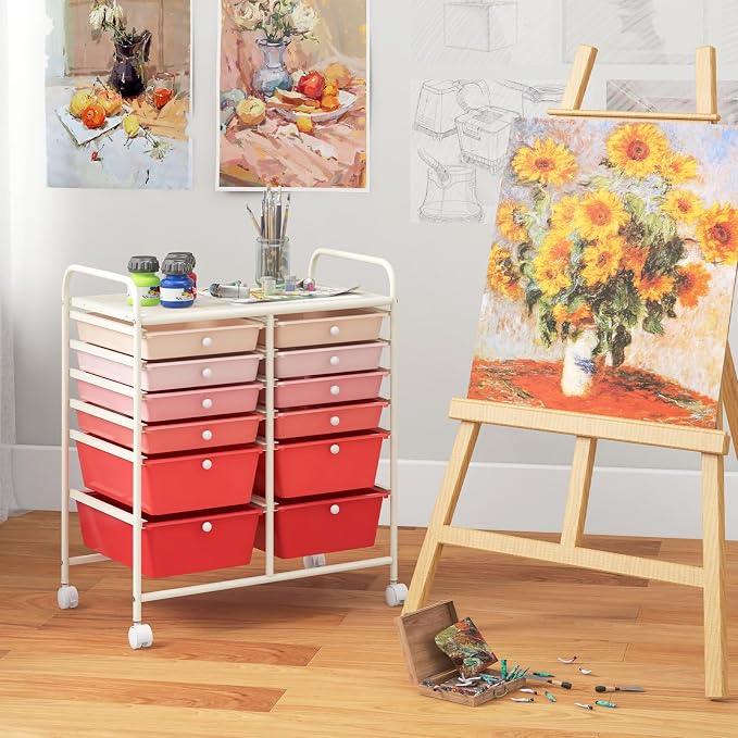 Giantex 12 Drawer Rolling Storage Cart Tools Scrapbook Paper Office School - Image 4