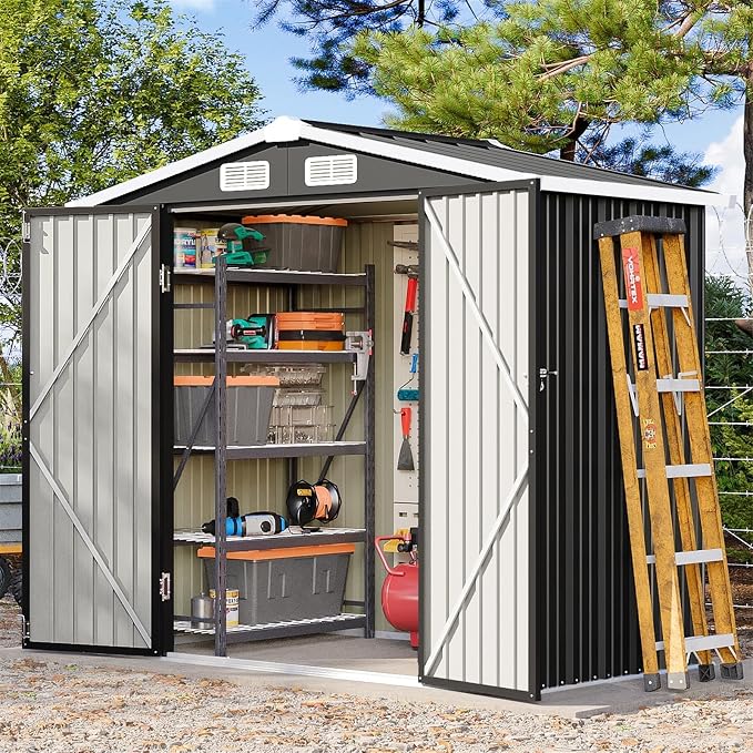 6x4FT Outdoor Storage Shed, Metal Garden Tool Shed by Breezestival
