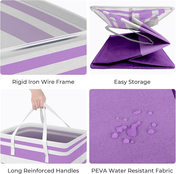 HomeHacks 2 Pack Large Laundry Baskets, Waterproof, Freestanding Laundry Hampers - Image 2
