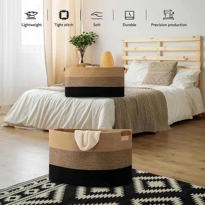 danpinera Large Blanket Basket for Living Room, 72 L Rectangle Toy Storage - Image 6