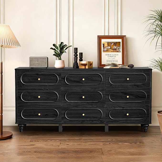 9 Drawer Fluted Dresser for Bedroom, Mid Century Modern Chest of Drawers - Image 6