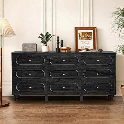 9 Drawer Fluted Dresser for Bedroom, Mid Century Modern Chest of Drawers - Image 6