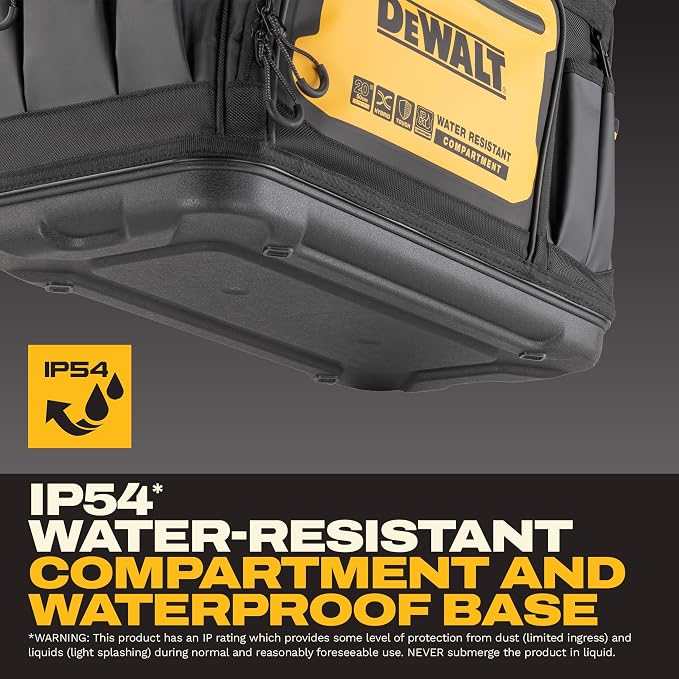 DEWALT Tool Bag, Water Resistant, Hard Bottom, Professional Tool Tote - Image 4
