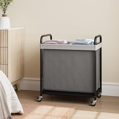 ELYKEN Laundry Hamper 2 Section, 100L Rolling Laundry Sorter - Image 9
